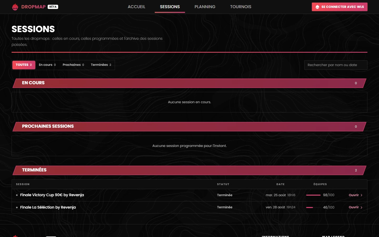 Sessions de dropmap archivées