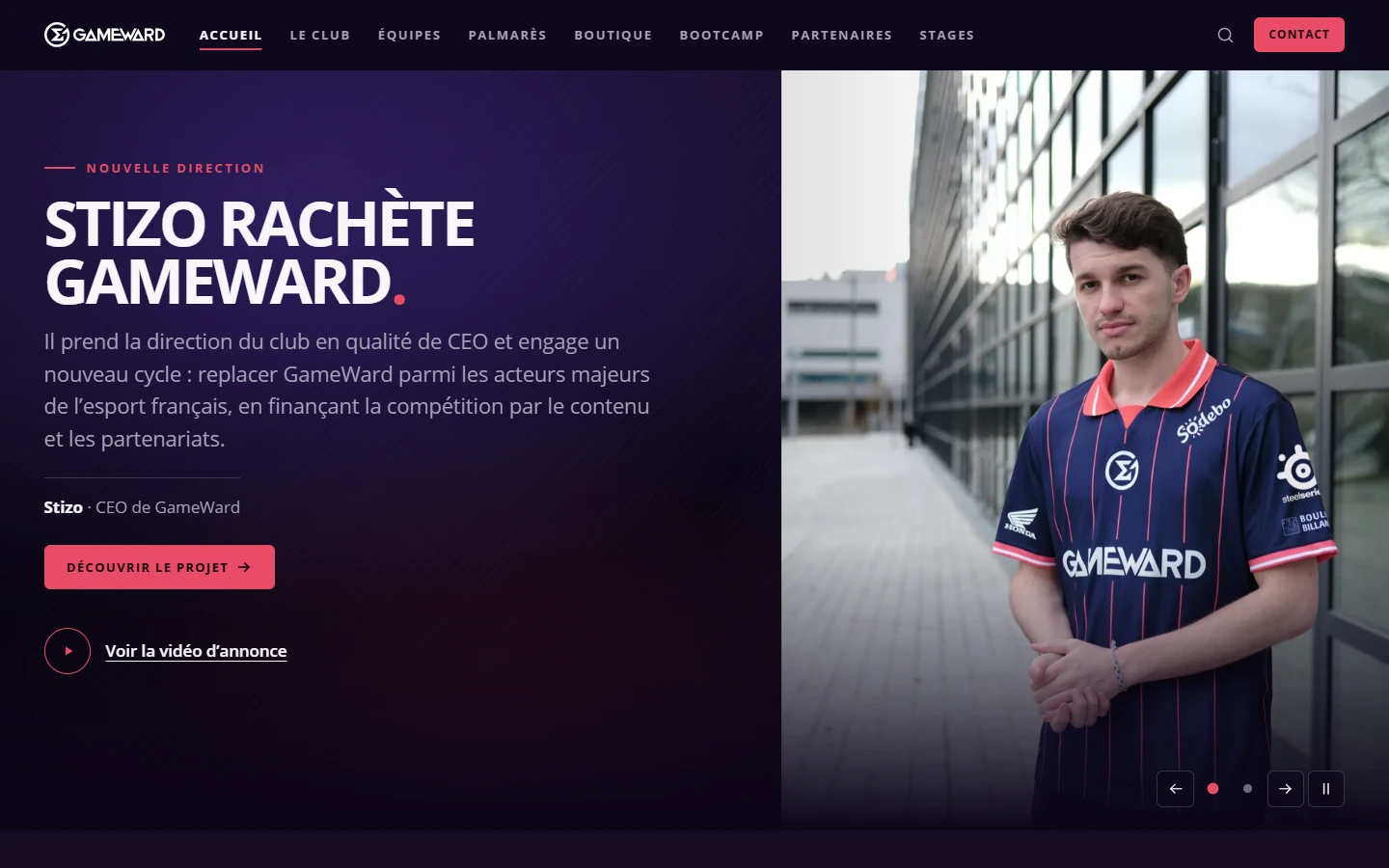 Page d'accueil du site GameWard