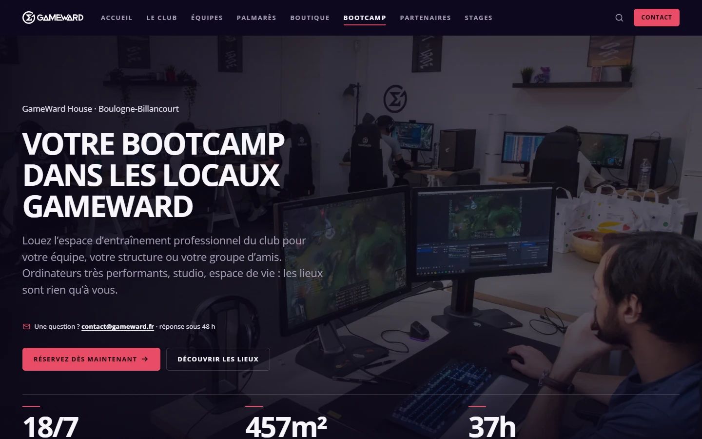 Page bootcamp de GameWard