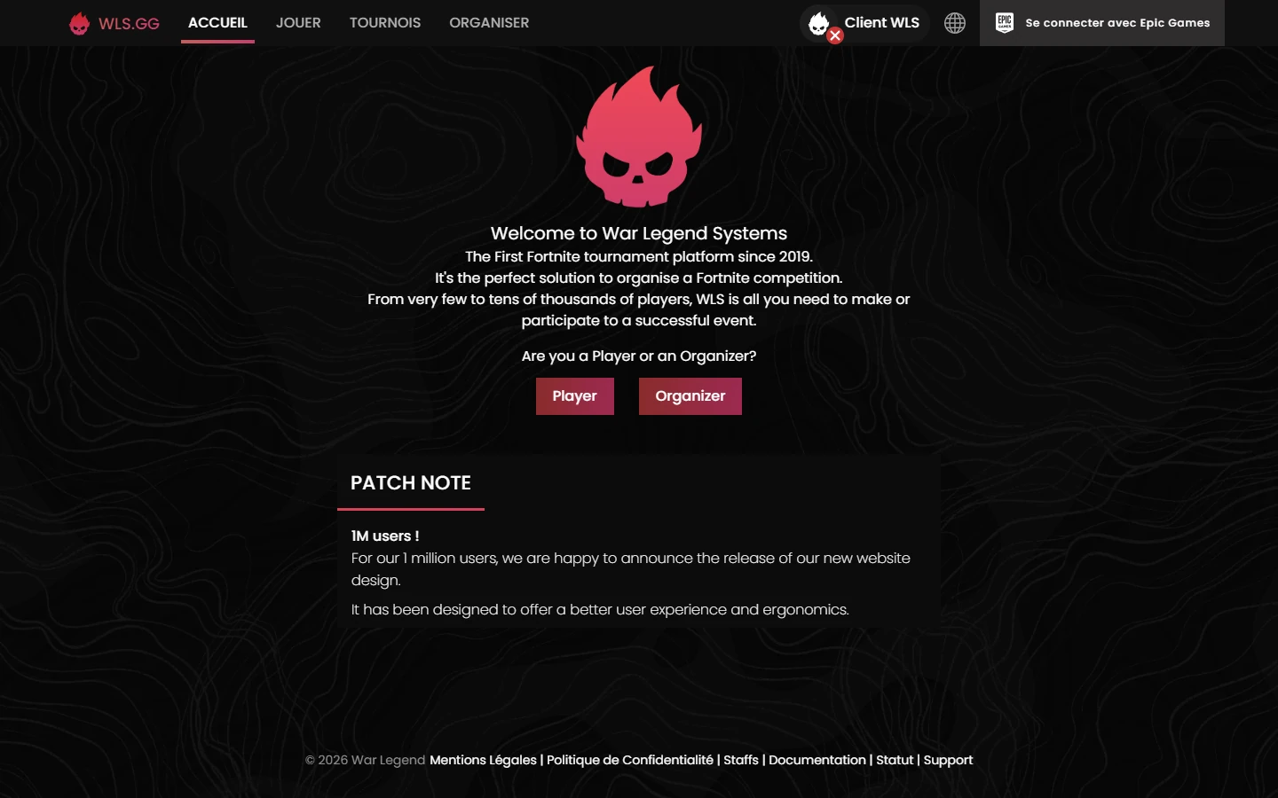 Page d'accueil de wls.gg